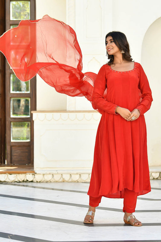 PANELED SUIT SET WITH PANT AND DUPATTA